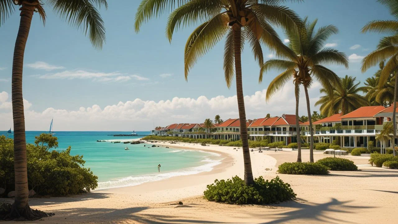 Paraíso tropical, luz cálida y sereno