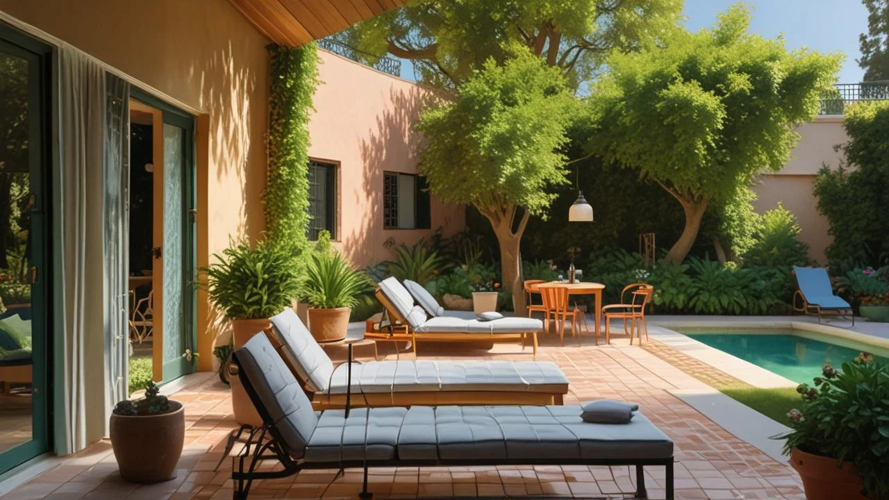 Un patio tranquilo y soleado invita al relax