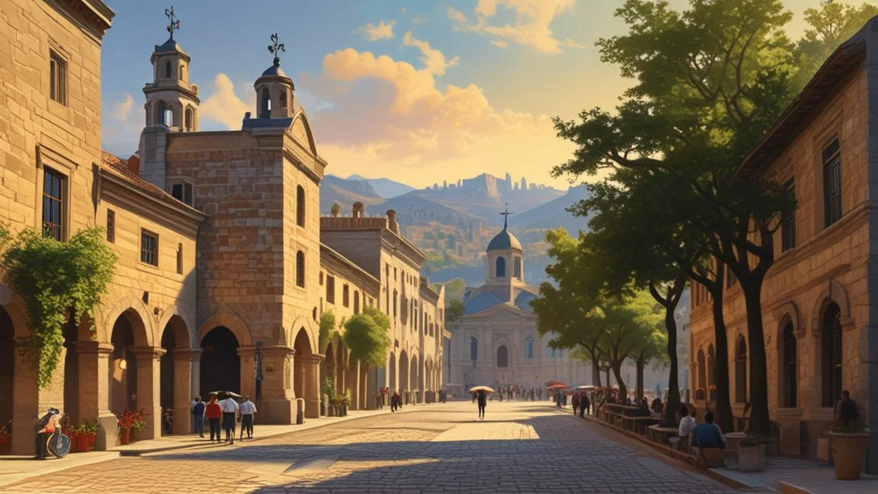 Plaza antigua, luz y historia evocan