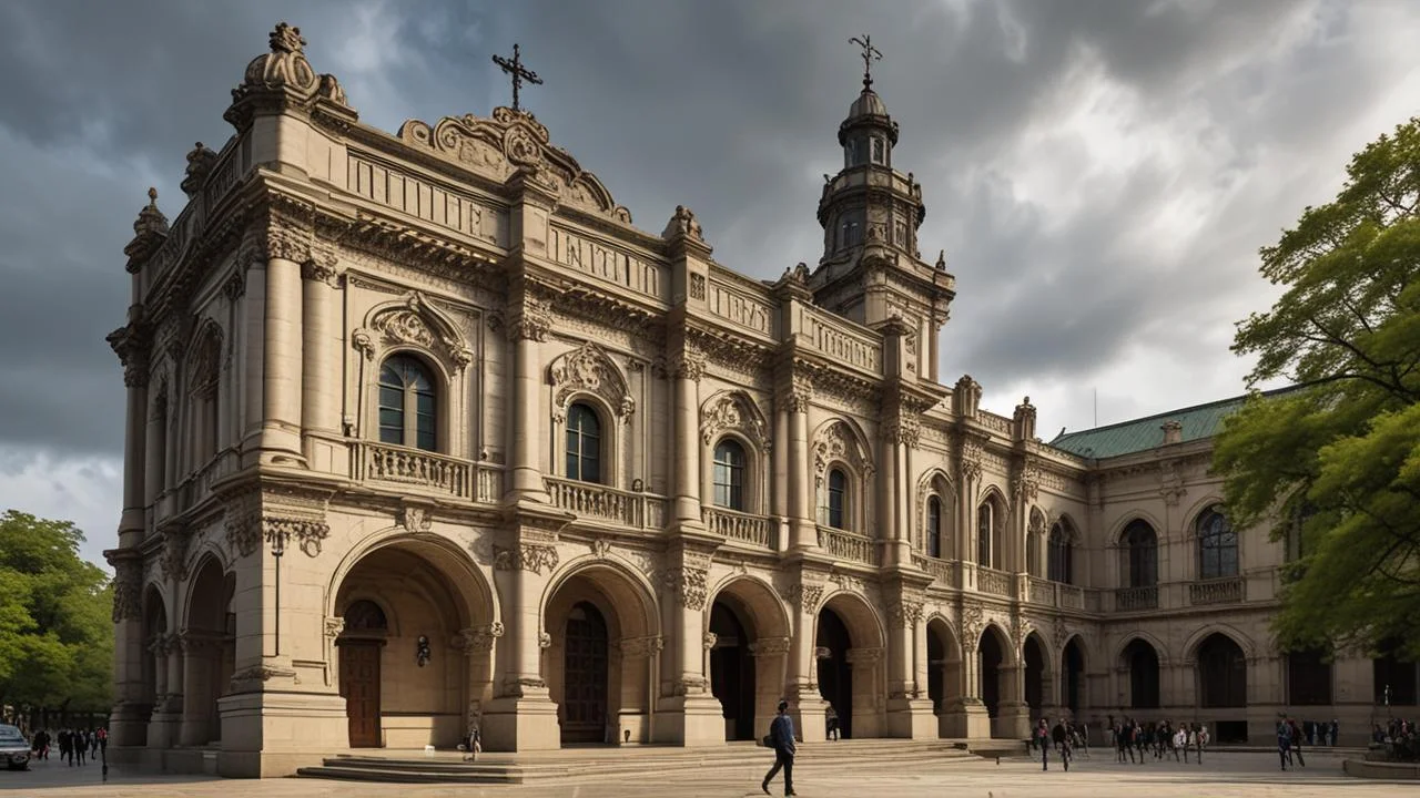 Una imponente iglesia domina un espacio sereno