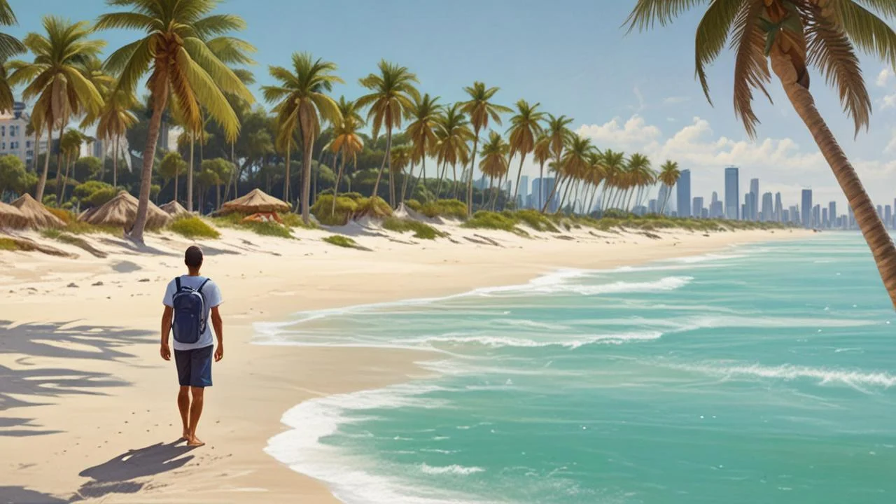 Un hombre contempla un paraíso tropical