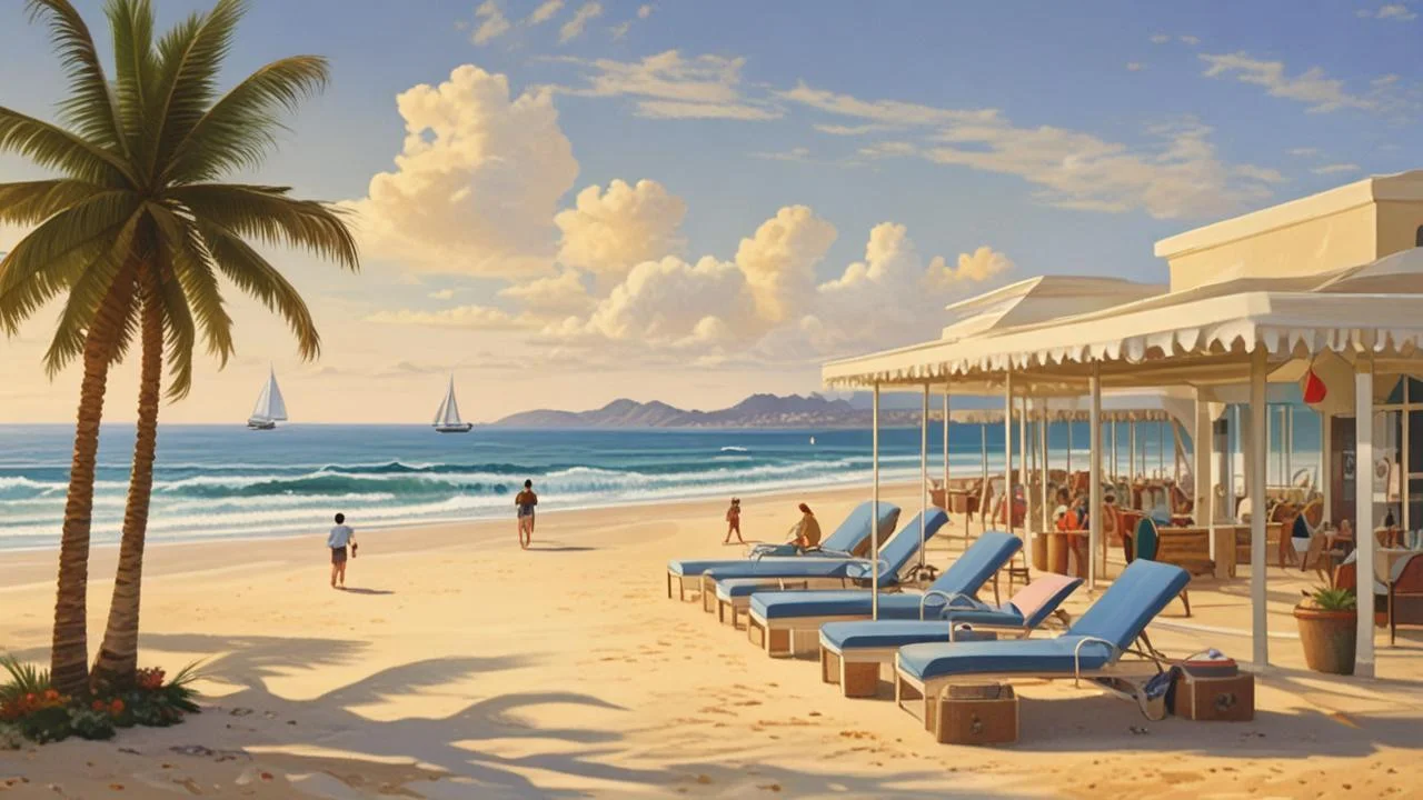 Playa soleada, calma y serenidad