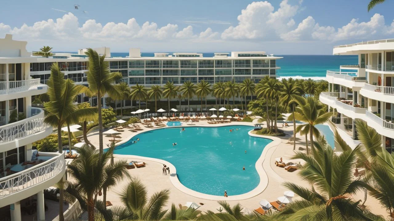 Resort tropical, sol y relajación