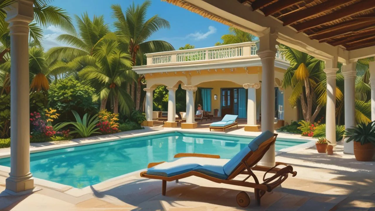 Tranquila villa tropical, sol y relajación