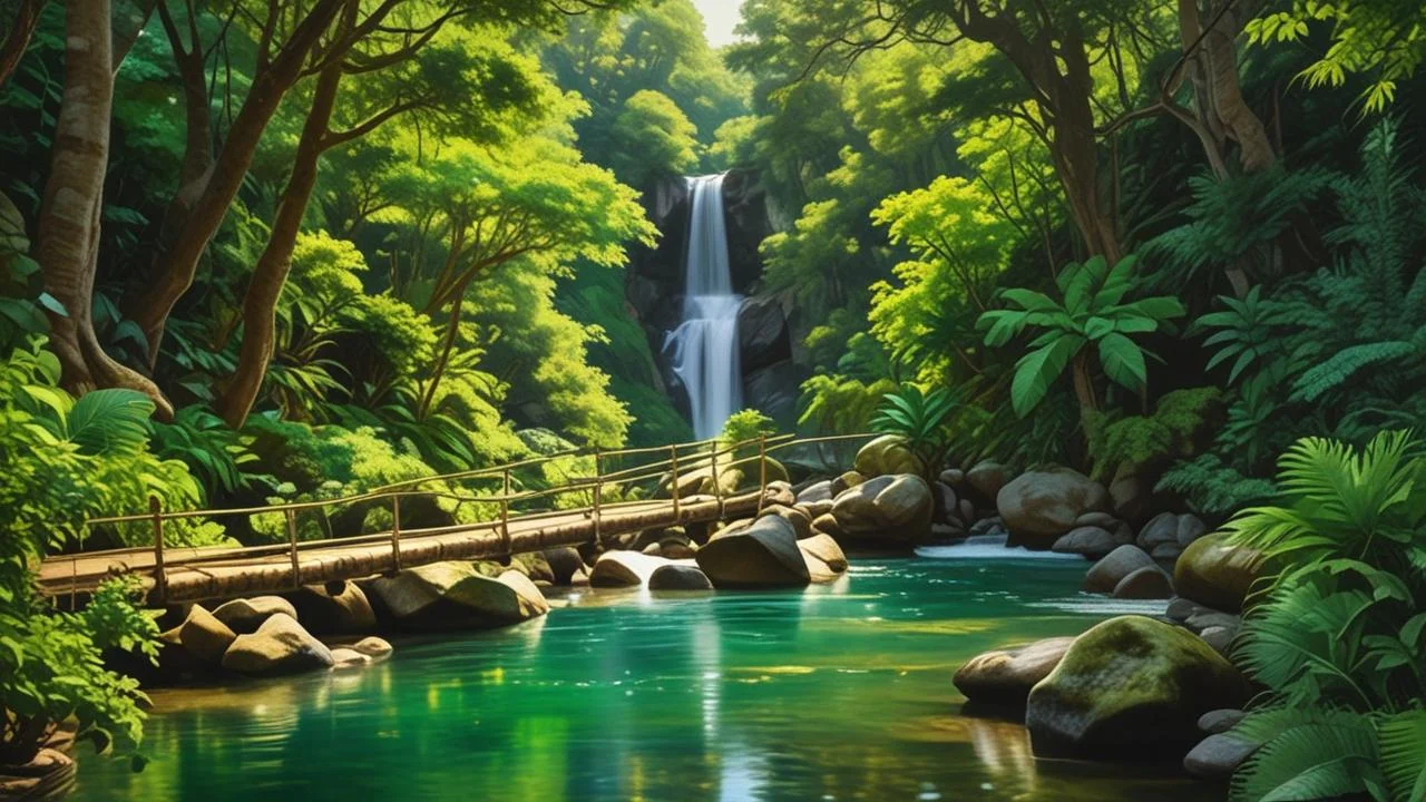 Un paisaje fluvial tropical sereno y vasto