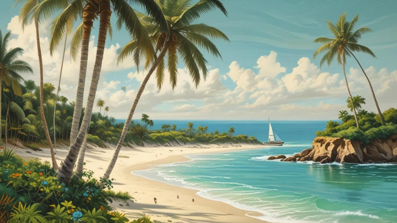 Playa tranquila, océano azul y sereno