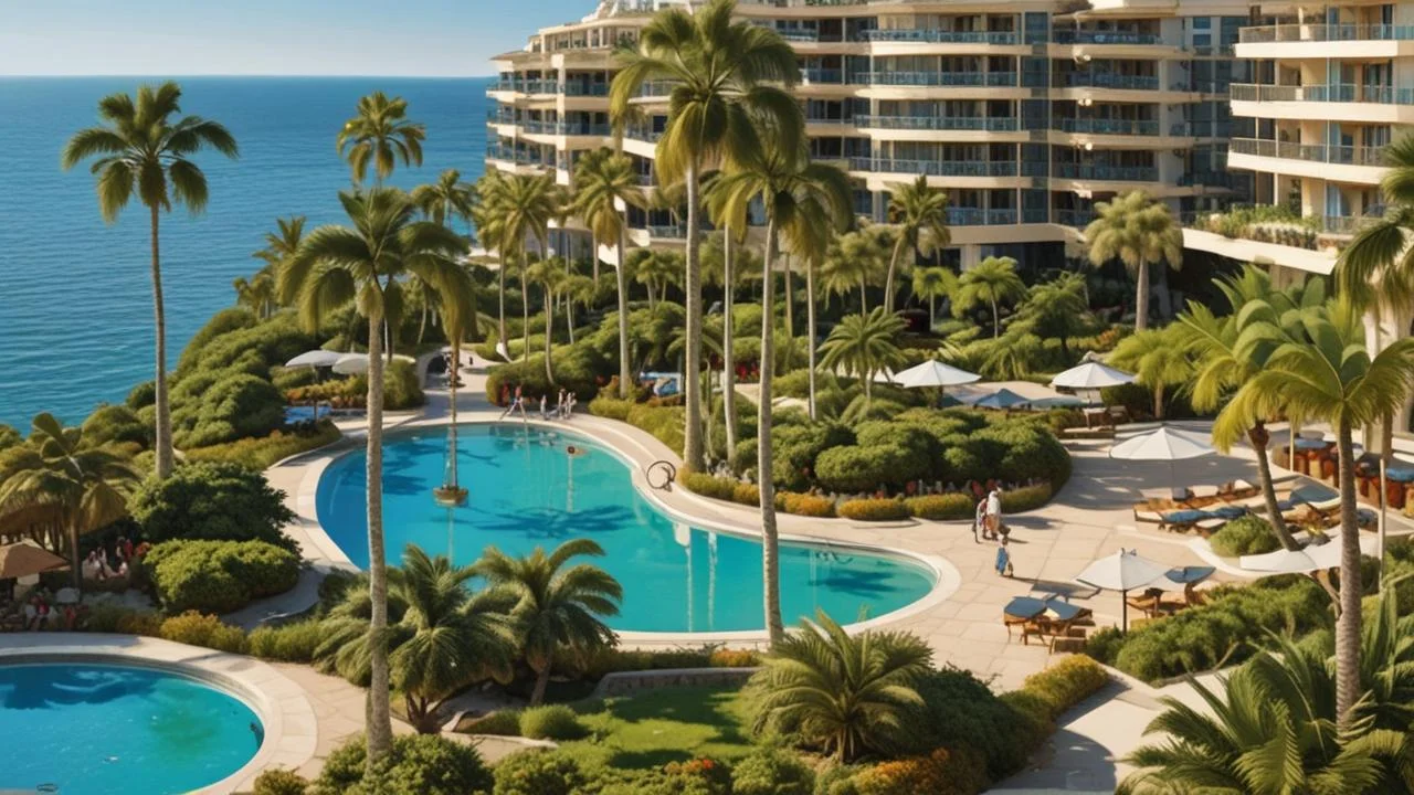 Resort tropical: sol, piscina y relax